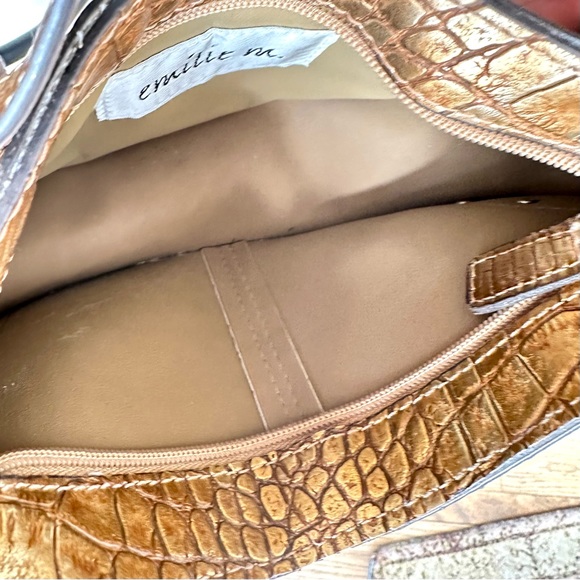 Emilie M Coppery Gold Vegan Faux Leather Simulated Crocodile Baguette Bag - Picture 8 of 8